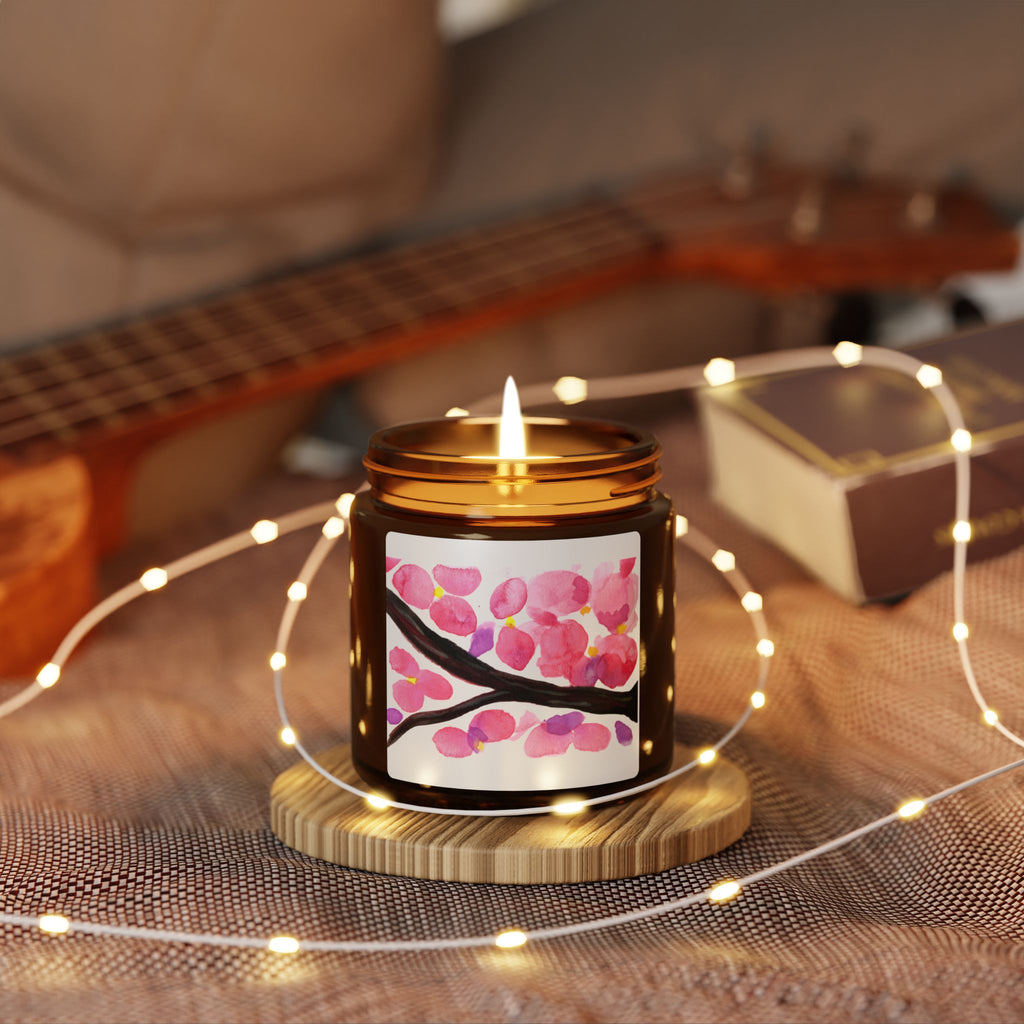 Artist Link: Cherry Blossom Soy Candle — Scented Amber Jar (Multi-Size)