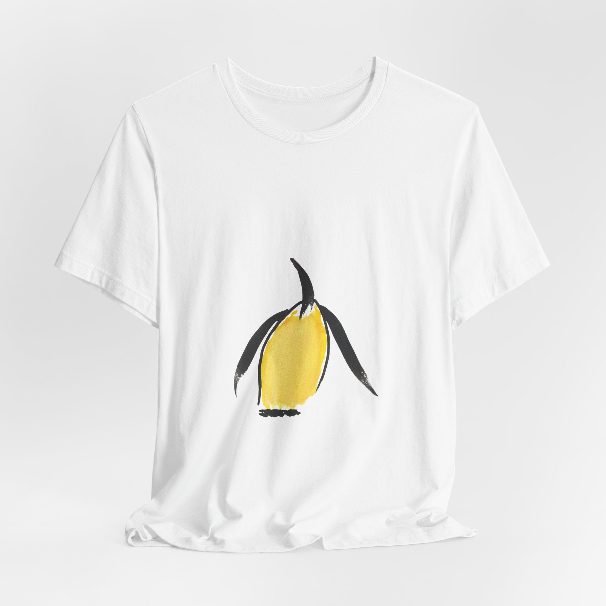 Artist Link: Penguin Watercolor Tee — Minimal Yellow Penguin Graphic T-Shirt