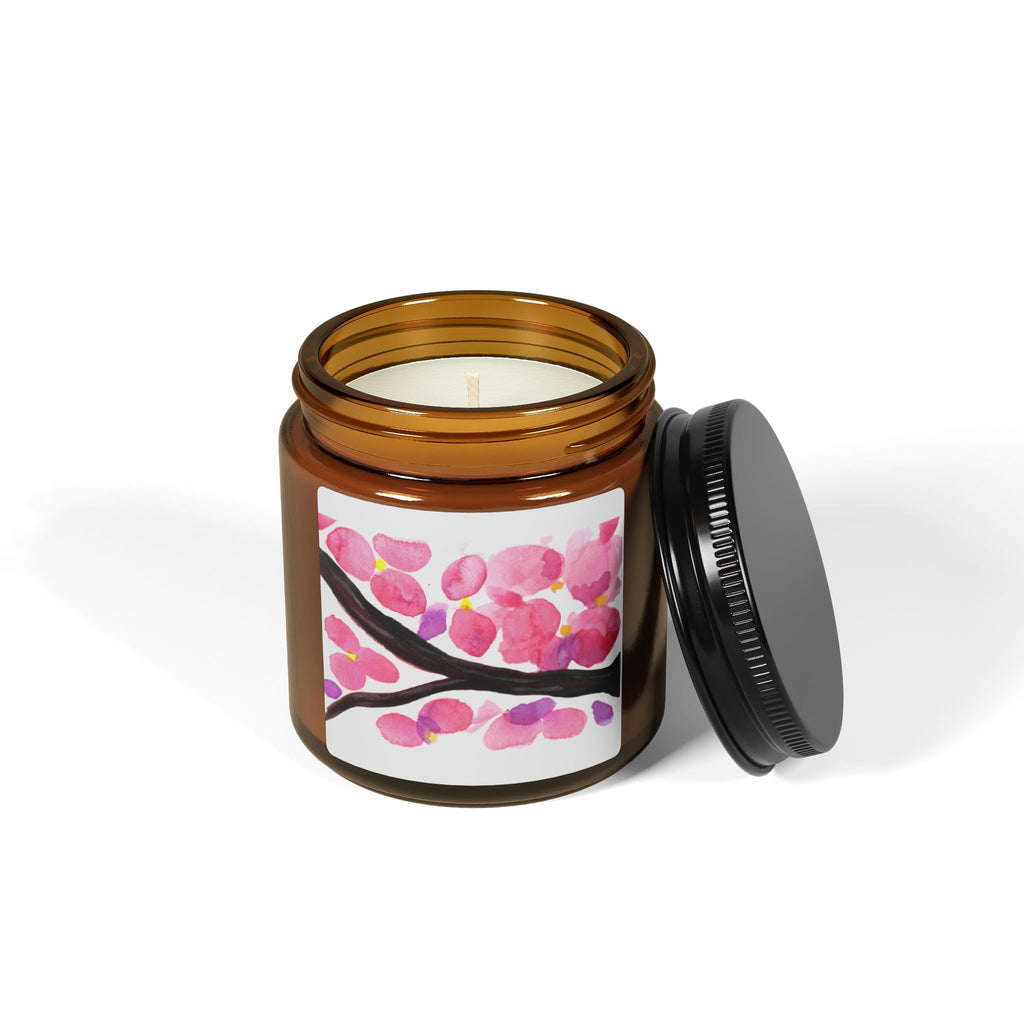 Artist Link: Cherry Blossom Soy Candle — Scented Amber Jar (Multi-Size)